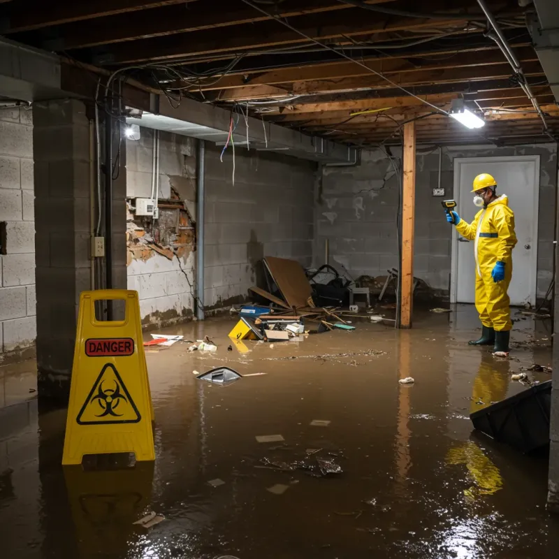 Flooded Basement Electrical Hazard in New Vienna, OH Property