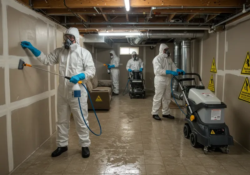 Basement Moisture Removal and Structural Drying process in New Vienna, OH